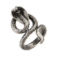 Alloy Finger Ring Wide B Ring Snake Antique Silver Size 9 Adjustable 19mm P410