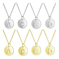 Stainless Steel Initial Pendant Necklace Alphabet Silver Gold Letter 16" A416