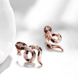 Rose Gold Plated Black Earrings Stud AAA Zirconia Push Back Snake L170