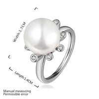 Gold Pearl Stone Zirconia Band Flower Weeding Ring Size 8 B124