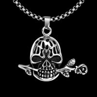 Stainless Steel Necklace Pendant Skull Biker Gothic 23" 3.5MM Lobster Clasp B217