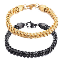 Stainlee Steel Wheat Chain Bracelet Lobster Black Gold 9" (230mm) 6mm Z98