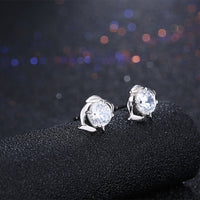 Sterling Silver Earrings  Stud AAA Zirconia  Push Back Clasp L753