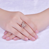 Rose Gold Plated Cocktail Ring AAA Zirconia Women Leaves B283