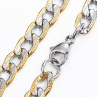 Stainless Steel Set Bracelet Necklace Curb Chain Lobster Gold Silver 23.5" Z752