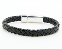 Men Women's PU Leather Bracelet Brass Clasp Bracelet Black