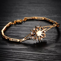 Gold Plated Bracelet Flower AAA Cubic Zirconia Women' Spring Ring Clasp G116