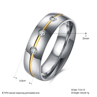 Stainless Steel Band Fashion Wedding Ring AAA Zirconia Men's Unisex B470