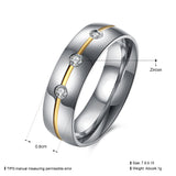 Stainless Steel Band Fashion Wedding Ring AAA Zirconia Men's Unisex B470