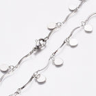Stainless Steel Heart Charm Necklace Bar Necklace Lobster Silver 17.5" Z472