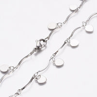 Stainless Steel Heart Charm Necklace Bar Necklace Lobster Silver 17.5" Z472
