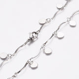 Stainless Steel Heart Charm Necklace Bar Necklace Lobster Silver 17.5" Z472