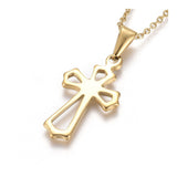 Stainless Steel Pendant Necklace Chain Lobster Religion Cross Gold 17.5" A239