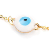 Stainless Steel Enamel Evil Eye Bracelet Enamel Spring Ring Gold White 7.4 Z160