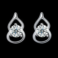 Sterling Silver Earrings  Stud AAA Zirconia  Push Back Clasp L754