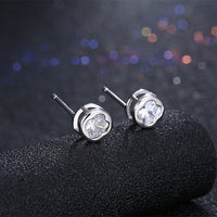 Sterling Silver Earrings  Stud AAA Zirconia  Push Back Clasp L759