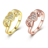 Rose Gold Plated Fashion Ring AAA Zirconia Women Heart B242