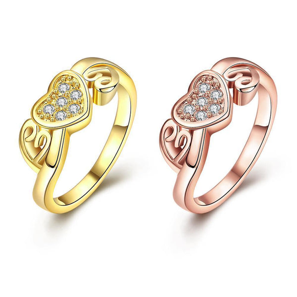 Rose Gold Plated Fashion Ring AAA Zirconia Women Heart B242