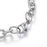 304 Stainless Steel Charm Bracelet Heart Silver 7.5" 6MM Z81