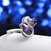 Sterling Silver Plated  Zirconia Swan Purple Band Ring Size 8 B52