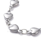 Stainless Steel Heart Chain Bracelet Steel Toggle Silver 7.5" Z163