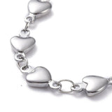 Stainless Steel Heart Chain Bracelet Steel Toggle Silver 7.5" Z163