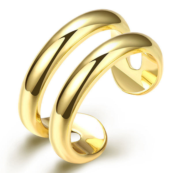 Gold Plated Fashion Ring Open Double Line For Women B159