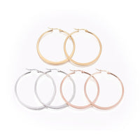 Stainless Steel Hoop Earrings Hypoallergenic Ring 45~46x2mm 0.7x1mm 3 Pairs Z273