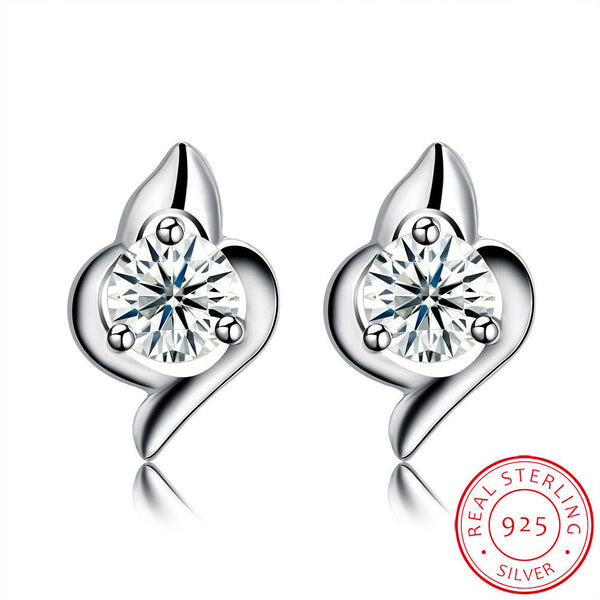 Sterling Silver Earrings  Stud AAA Zirconia  Push Back Clasp L734