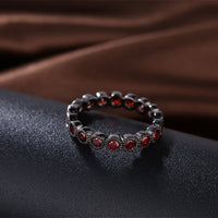 Platinum Black Gun Gunmetal Ring Band Plain Womens AAA Zirconia Black Red B533