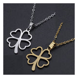 Stainless Steel Pendant Necklace Lobster Clasp Clover Silver 17.71" 1.5mm P98