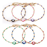 Stainless Steel Enamel Chain Bracelet Lobster Evil Eye Gold Adjustable 2mm A110