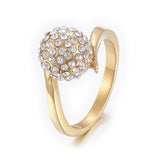 304 Stainless Steel Rhinestone Finger Rings Round Gold Size 6~9 16~19mm Z702