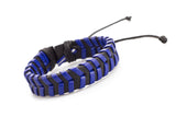 Genuine & PU Leather Handmade Bracelet Mens Unisex Wrap Tribal Black Blue H255