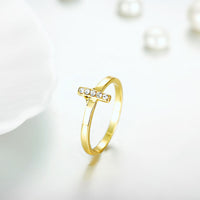 Gold Plated Fashion Ring AAA Zirconia Cross For Women B167