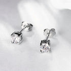 Platinum Earrings Stud AAA Zirconia Push Back Antiallergic  0.18" L162