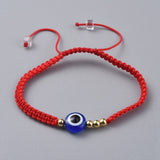 Nylon Thread Braided Bead Bracelet Evil Eye Resin Beads Gold Red Adjustable P235