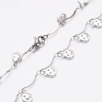 Stainless Steel Happy Smile Charm Necklace Necklace Lobster Silver 17.5" Z471