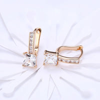 Yellow Gold Plated Earrings  Hoop Huggies AAA Zirconia  Latch Back Clasp L551