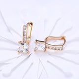 Yellow Gold Plated Earrings  Hoop Huggies AAA Zirconia  Latch Back Clasp L551