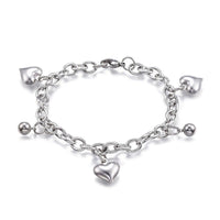 304 Stainless Steel Charm Bracelet Heart Silver 7.5" Inch x6mm Z74