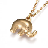 304 Stainless Steel Pendant Necklace Elephant Gold 17" Pendant: 17x20x5mm  A276