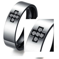 Men's Unisex Stainless Steel Ring Zirconia Plain Black Size 10 L46