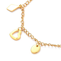 304 Stainless Steel Charm Anklet Bracelet Chains Lobster Clasp Gold 9.2" Z12