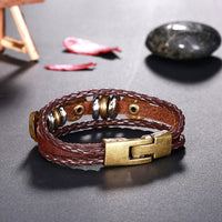 Leather Bracelet Handmade 7.5 Inches 17MM Hook L492