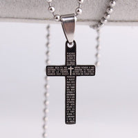 316L Stainless Steel Pendant 0.6412X1.1304 Inch Cross Black Necklace 22" B99