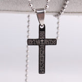 316L Stainless Steel Pendant 0.6412X1.1304 Inch Cross Black Necklace 22" B99