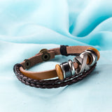 Leather Bracelet Brown 8.5 inches 12MM Push button  L462