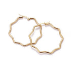 304 Stainless Steel Hoop Earrings Flower Gold 43.5x44x2mm 0.7x1mm P208