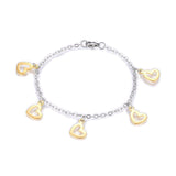 Stainless Steel Charm Bracelet Lobster Heart Gold Silver 7.8" 2.5mm Z58